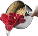 KITCHEN GIZMO SNAP N STRAIN STRAINER CLIP ON SILICONE COLANDER - RED - Like New
