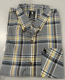 BLACK HORSE WOVEN PLAID SHIRT - MENS L - GRAY/BLACK/LIGHT BLUE/YELLOW/WHITE - Brand New