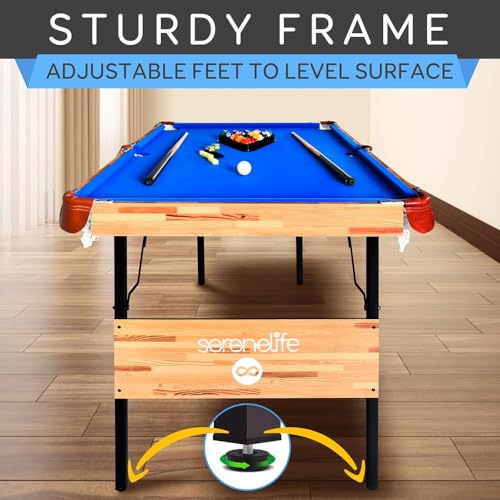 SERENELIFE ERENELIFE 4.5FT FOLDING POOL TABLE, 55IN, SLPTB56 - BLUE - Like New