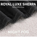 SUNBEAM ROYAL LUXE SHERPA HEATED BLANKET 12 HEAT 12 HOUR  KING - NIGHT FOG - Like New