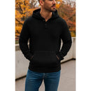 BLUE ICE MEN'S WAFFLE KNIT THERMAL HENLEY PULLOVER HOODIE - SIZE: MEN XL - BLACK - Brand New