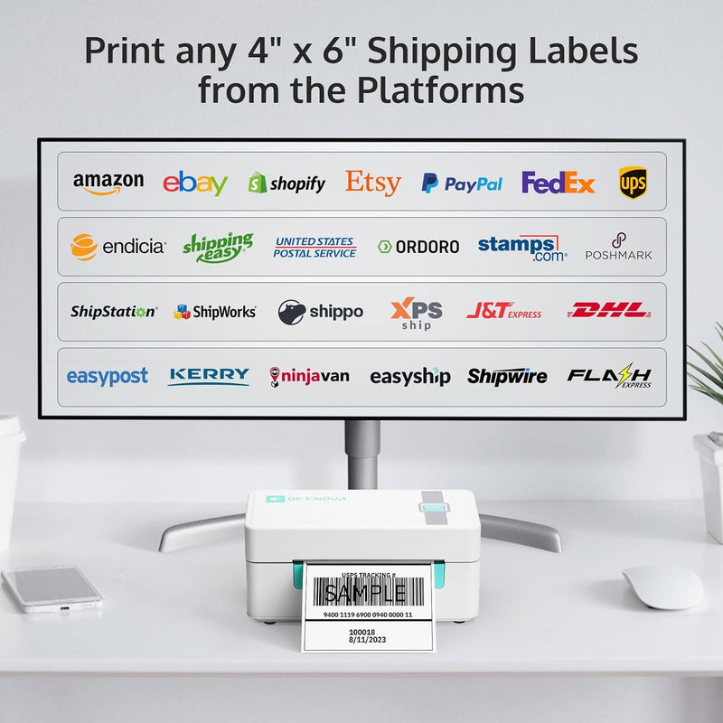 OFFNOVA 4 x 6 Bluetooth Shipping Thermal Label Printer ZPL-2054N - BLUE/WHITE - Like New