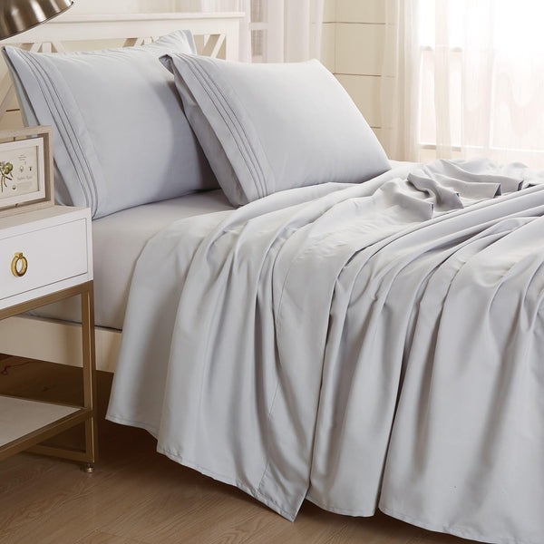 STYLE ASIA TEXTILIA 4 PIECE BED SHEET SET KING SIZE DEEP POCKETS - GRAY - Like New