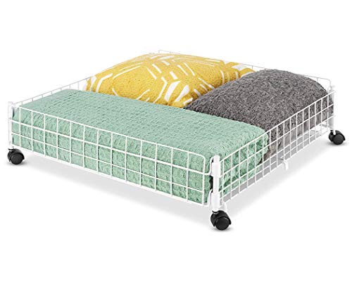 Whitmor Rolling White Wire Underbed Cart - Like New