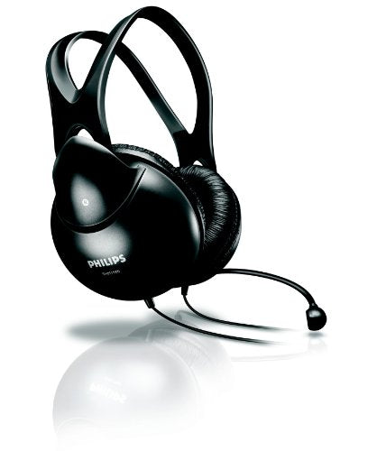 PHILIPS WIRED PC HEADSET ADJUSTABLE HEADBAND, LIGHTWEIGHT, MIC SHM1900 - BLACK - Like New