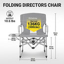 KingCamp Folding Camping Chair, Heavy Duty Director's Seat, MediumGrey - Brand New