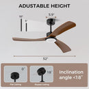 OBABALA 52 INCH CEILING FAN LIGHTS REMOTE CONTROLOUTDOOR 6 Speed, 35dB - Black - Like New