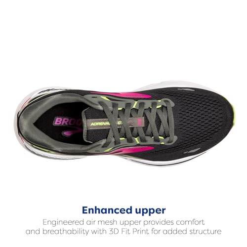 BROOKS WOMEN’S ADRENALINE GTS 23 SUPPORTIVE SHOE - SIZE 8 ,BLACK/GUNMETAL/GRN - Like New
