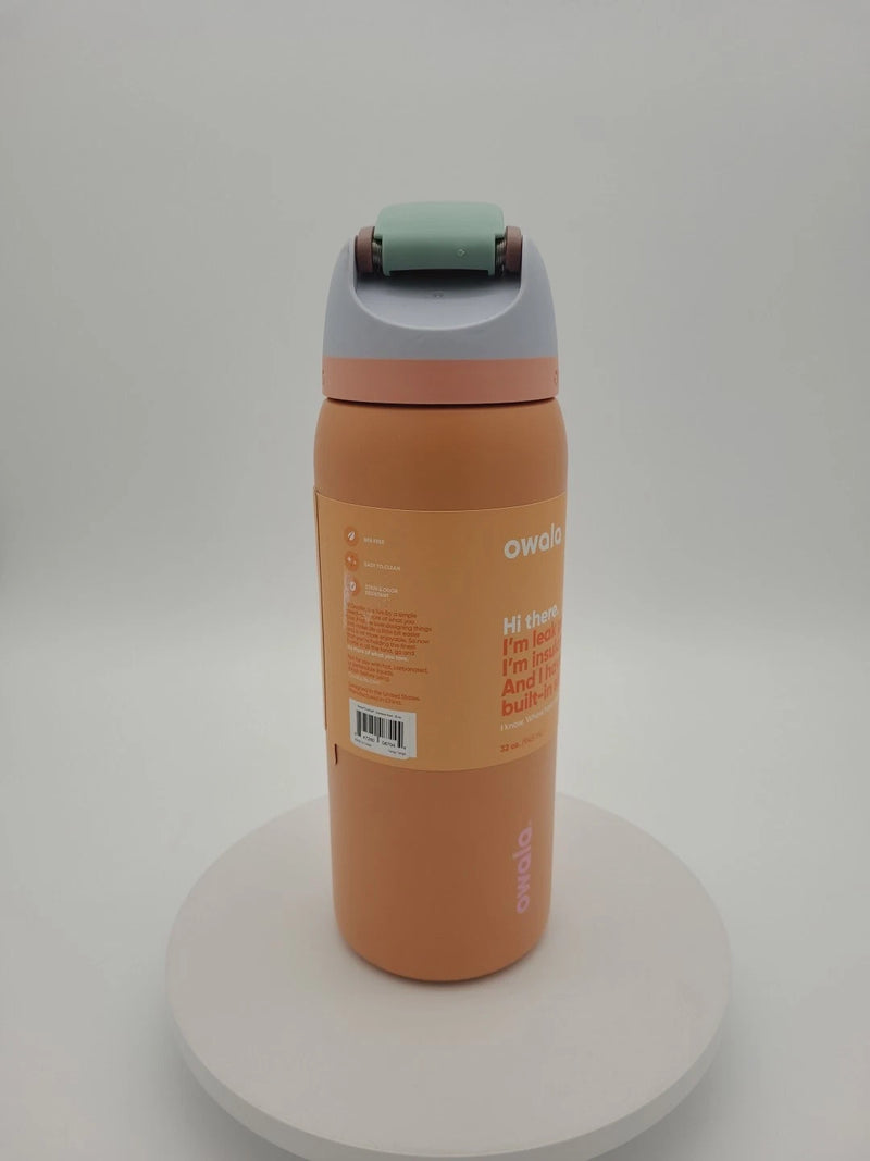 OWALA FREESIP 32OZ STAINLESS STEEL WATER BOTTLE INSULATED COLD HOT - TANGY TANGO - Like New