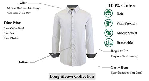 GALAXY BY HARVIC MENS LONG SLEEVE SOLID SLIM FIT DRESS SHIRTS SIZE 2XL - WHITE - Brand New