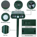 GENERIC SOLAR ULTRASONIC ANIMAL REPELLER MOTION SENSOR, IPX4 WATERPROOF - GREEN - Like New