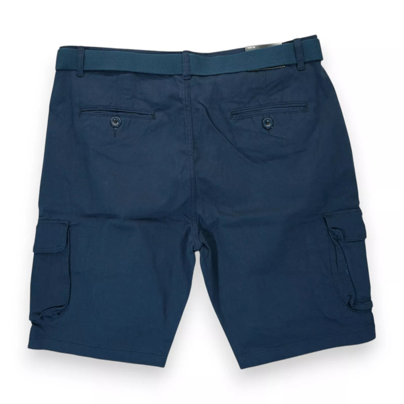 BLU ROCK NEW YORK MEN'S FLEX STRETCH BELTED CARGO SHORTS - SIZE: MEN 40 - NAVY - Brand New