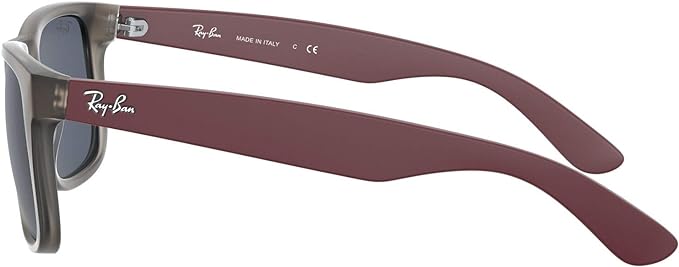RAY-BAN RB4165 Justin Rectangular Sunglasses - Dark Grey Rubber Transparent - Like New