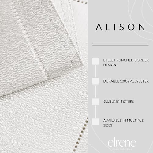 Elrene Home Fashions Alison Eyelet Border Design Border Wrinkle Resistant Fab - Brand New