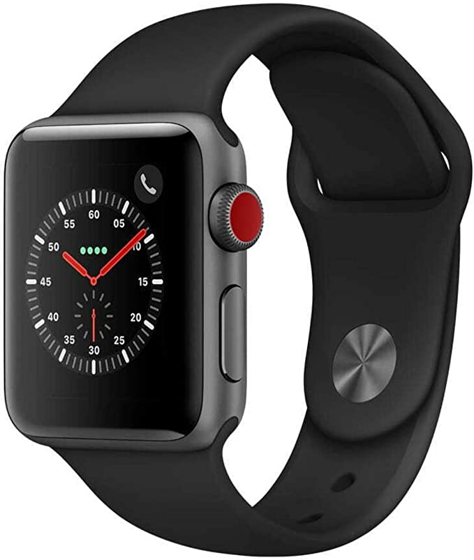 Apple Watch 3 GPS + Cellular 42mm Space Gray Aluminum Case Black Sport Band Like New