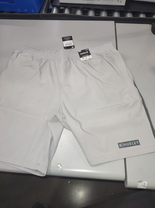 HURLEY WARMUP SHORTS COLOR GRAY STRIPE - SIZE: MEN XL - LIGHT GRAY/GRAY - Brand New