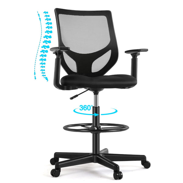 AFO Tall Drafting Chair with Adjustable Foot Ring, Ergonomic Lumbar Supportive - Like New