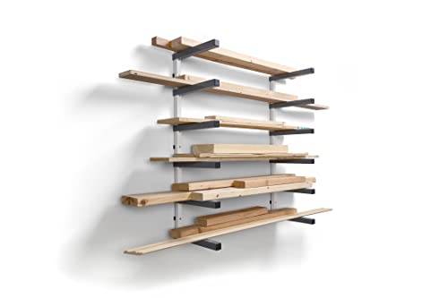 BORA PORTAMATE 6-LEVEL WOOD STORAGE RACKS LUMBER - WHITE/GRAY - Like New