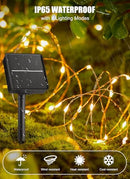 GENERIC SOLAR STRING LIGHTS OUTDOOR WATERPROOF, 4 PACKS, 132 FT, 400 LED - BLACK - Like New