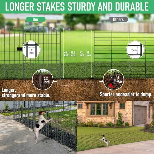 RICHMEN 10 Panels Garden Fence Dog Fence Outdoor for Yard - Black - Like New