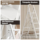 TARANTA 5 STEP LADDER, PORTABLE FOLDING LADDER WITH WIDE PEDAL, 330 LBS - WHITE - Like New