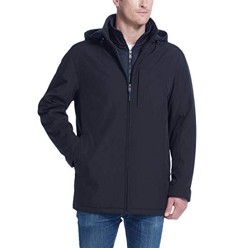 Weatherproof Men's Fleece, Bib, Removable Hood 1311004 Black/Blue M - Brand New
