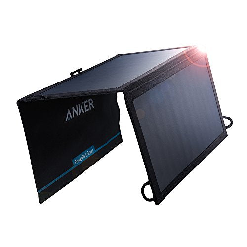 ANKER SOLAR PANEL, ANKER 15W USB SOLAR CHARGER WITH DUAL-PORT A2422011 - BLACK - Like New