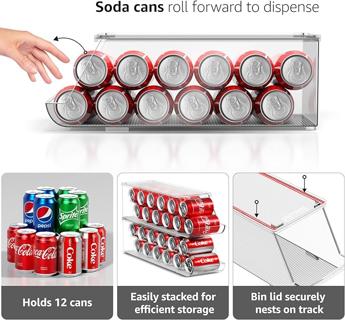 Sorbus Soda Can Organizer Refrigerator Stackable Can Holder 2-Pack - CLEAR Like New