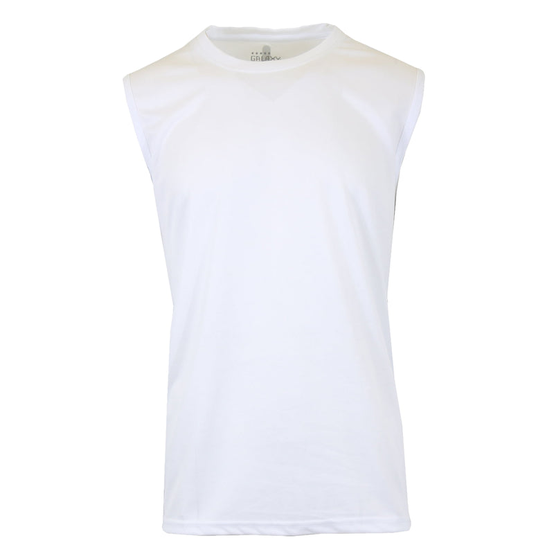 GALAXY BY HARVIC MEN'S MOISTURE WICKING SHORT SLEEVE MUSCLE TEE - XL - WHITE - Brand New