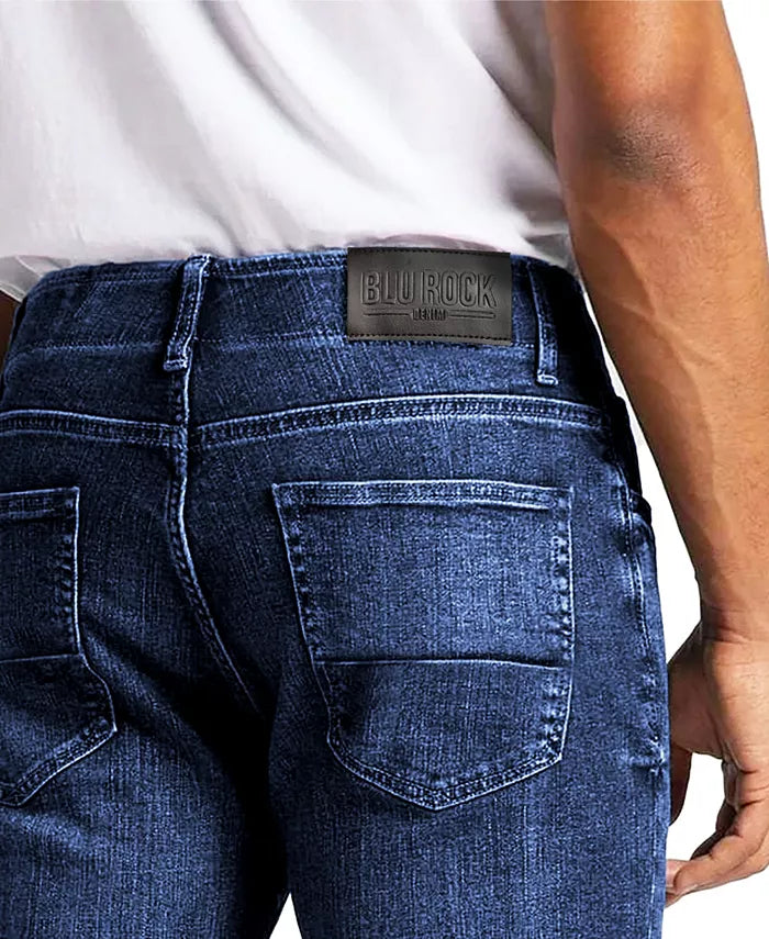 BLU ROCK MEN'S FLEX STRETCH SLIM STRAIGHT JEANS - SIZE: MEN 38X31 - INDIGO - Brand New