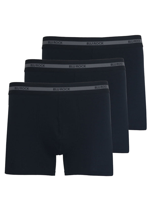 BLU ROCK MEN'S COTTON FLEX STRETCH BOXER BRIEFS-3 PACK - SIZE: MEN L - BLACK - Like New