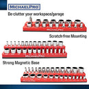 MichaelPro 3PC Magnetic Socket Organizer 1/4", 3/8" & 1/2" Drive MP014003-RED - Like New