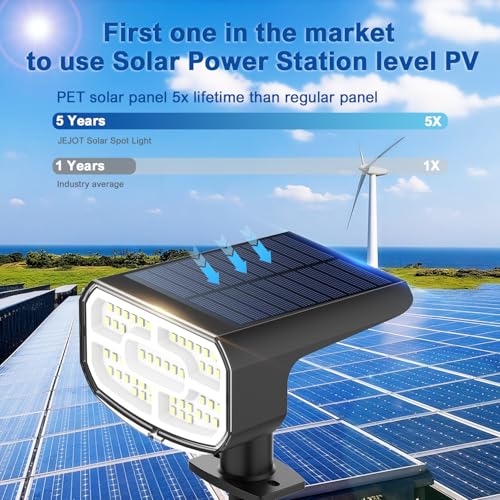 JEJOT SOLAR LIGHTS OUTDOOR LIGHTING MODES - 6500K 4-PACK - BLACK - Brand New