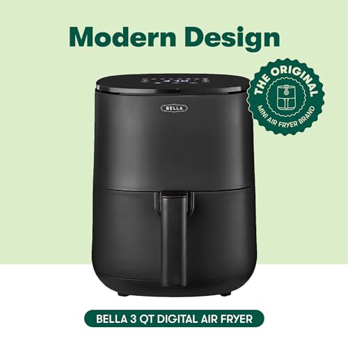BELLA 3 QT TOUCHSCREEN AIR FRYER OVEN 5-IN-1 MULTICOOKER 17276 - MATTE BLACK - Like New
