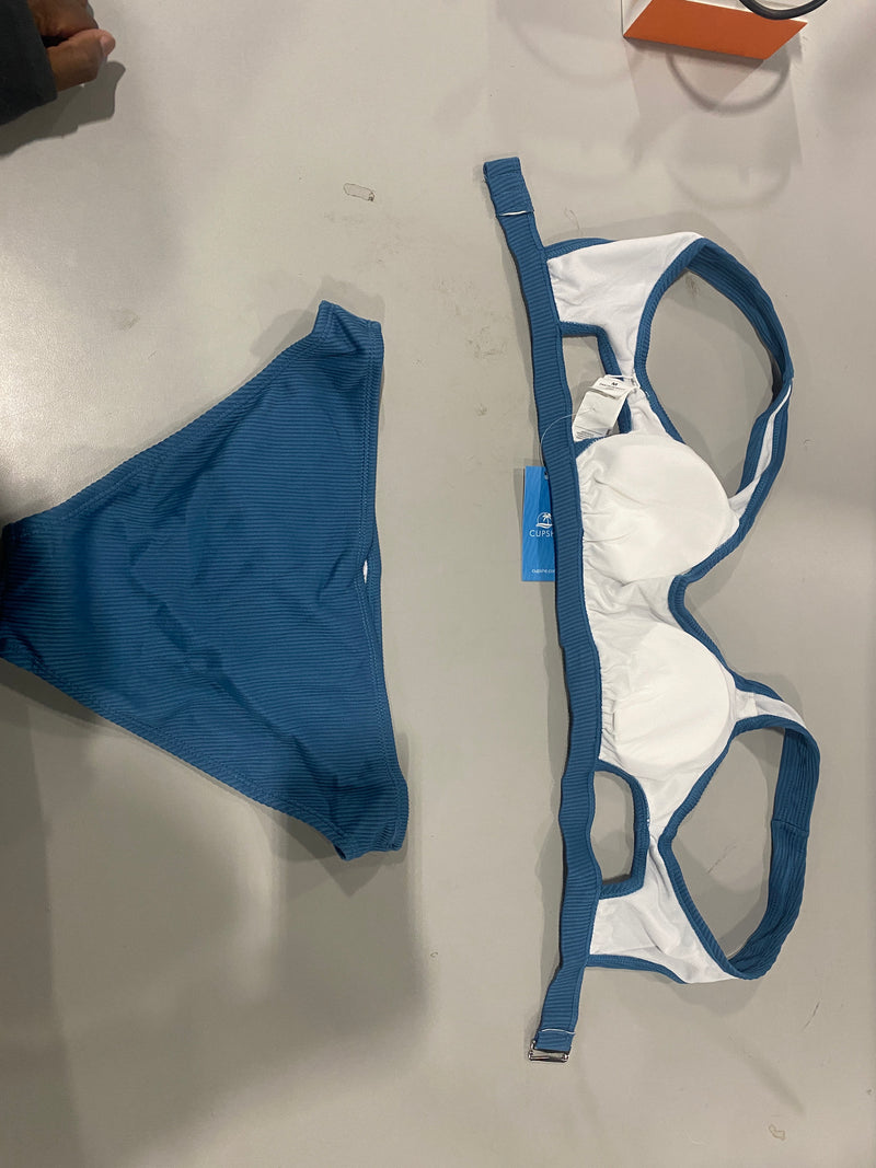 CUPSHE WOMEN SWIMSUIT BIKINI SET TWO PIECE - SIZE: WOMEN M - BLUE - Brand New