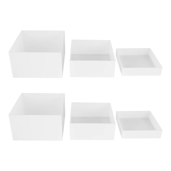 FICHIOUY 6PCS CLEAR DISPLAY NESTING RISER STANDS DISPLAY STANDS (WHITE) - Like New