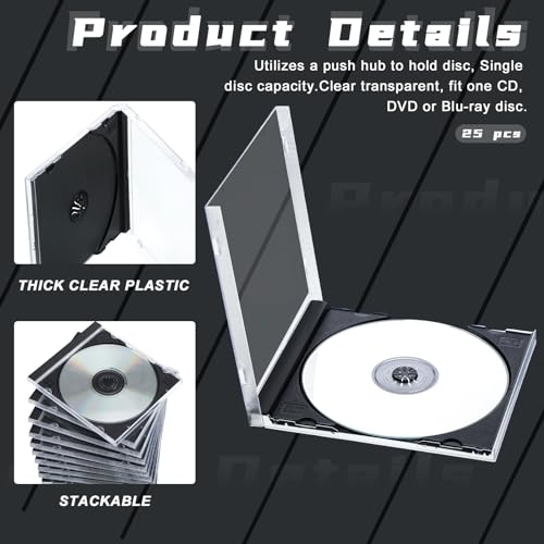 Kigley 25 PCS CD JEWEL CASE,55g each, SINGLES & REGULAR FORMAT, Slide in Black - Like New