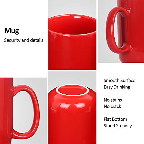 HAREBE 20 OZ LARGE COFFEE MUG, SMOOTH CERAMIC TEA CUP FOR OFFICE HM01-RD - RED - Like New