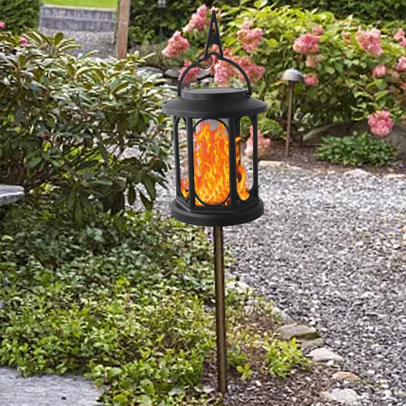 GENERIC ALL WEATHER SOLAR LANTERN AUTOMATIC LIGHT CONTROL CONVENIENCE - BLACK - Like New