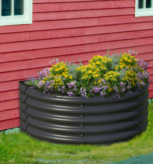 OLLE GARDENS 17" TALL DECORATIVE SEMI-CIRCLE RAISED GARDEN BED - GRAY - Like New