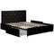 DHP DAKOTA QUEEN UPHOLSTERED BED WITH STORAGE DRAWERS IN BLACK FAUX LEATHER - Like New