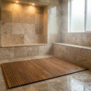 Bare Decor Oskar String Spa Shower Mat/Rug Teak Wood 3' x 5' - Brand New