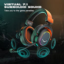 FIFINE H6 USB GAMING HEADSET WIRED 7.1 SURROUND RGB MUTE GAIN CONTROL - BLACK - Like New
