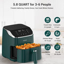 Sakuchi Air Fryer 5.8 Quart with 10 Preset Programs LED Touch Screen - Green - Brand New
