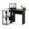 FURINNO ABBOTT L-SHAPE COMPUTER DESK WITH BOOKSHELF FRENCH OAK GRAY/BLACK - Like New