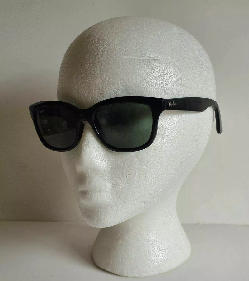 RAY BAN RB4159 601 SQUARE POLISHED BLACK FRAME DARK GREEN LENS 54MM - Like New