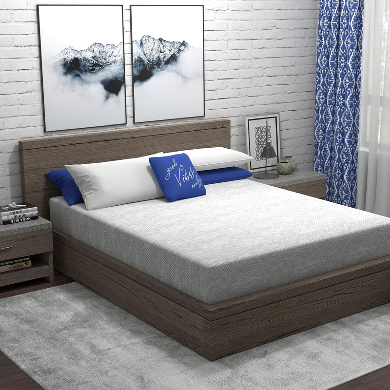 VIBE HEATHER GREY GEL MEMORY FOAM MATTRESS IN BOX 10-INCH FULL - HEATHER GRAY - Brand New