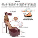 LIURUIJIA Women's Ankle Strap High Heels 7.5 240 - Burgundy - Like New
