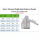 BLUE ICE MEN'S WAFFLE KNIT THERMAL HENLEY PULLOVER HOODIE - SIZE: L - BLACK - Brand New