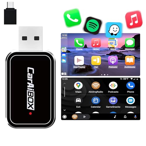 BVICNG 2 IN 1 WIRELESS CARPLAY ADAPTER & ANDROID AUTO WIRELESS 5.0 - BLACK - Like New
